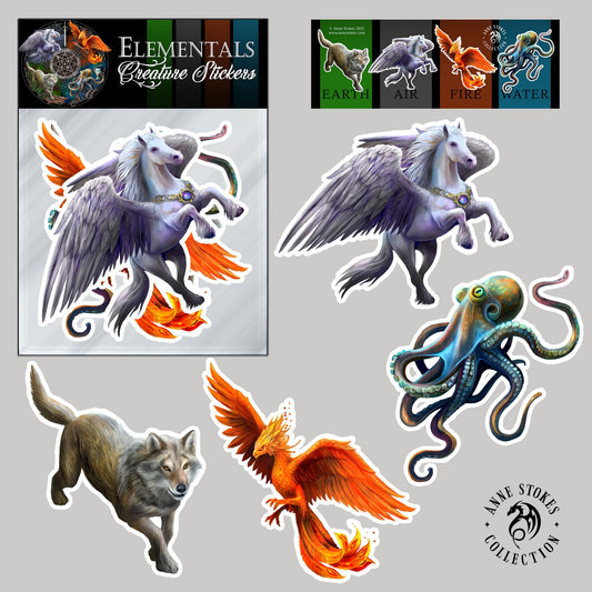 Elementals Creatures Sticker Pack by Anne Stokes