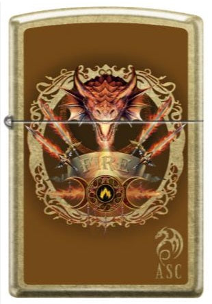 Zippo Anne Stokes Dragon Elemental Fire Design, Street Brass