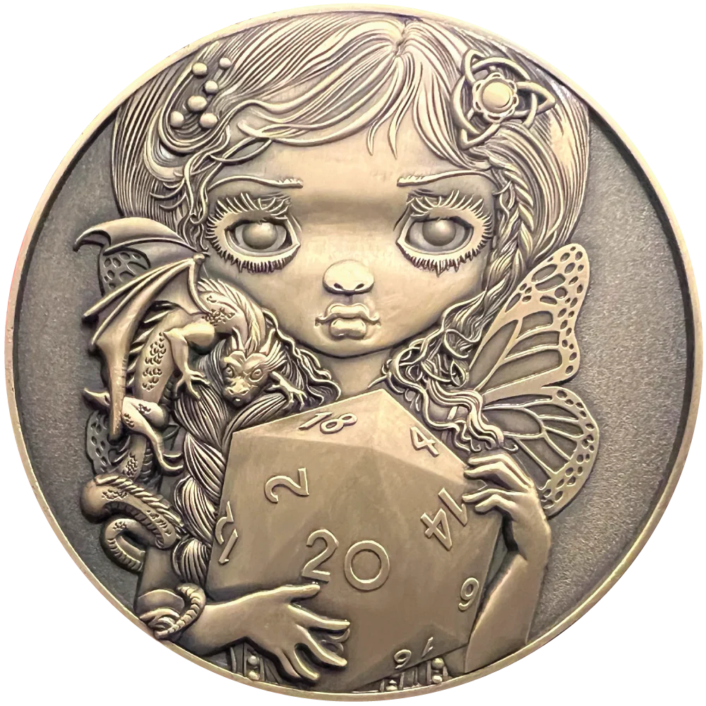 Jasmine Becket-Griffith's "20 Sided Dice Fairy" Goliath Coin