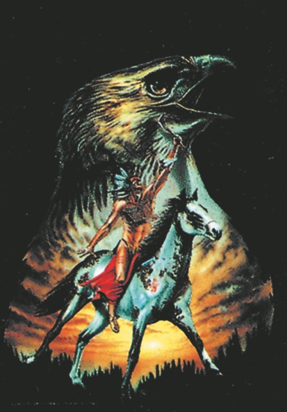 Indian Warrior & Hawk, Printed Flag