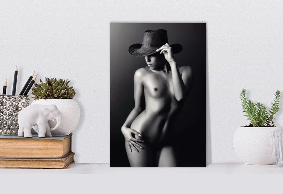 Nude Woman Cowboy Hat by Johan Swanepoel, Canvas Print