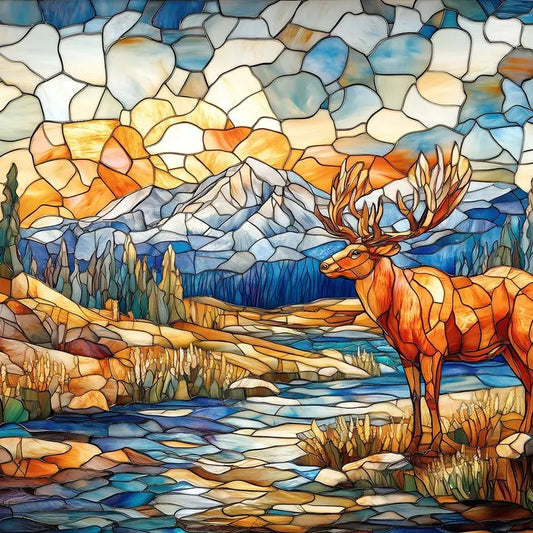 Majestic Moose Stained Glass, 1000 Piece Puzzle
