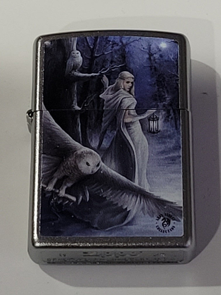 Zippo Lighter: Anne Stokes Midnight Messenger - Satin Chrome