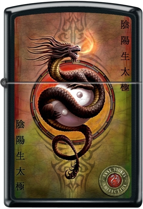 Zippo Lighter: Oriental Dragon by Anne Stokes, Black Matte