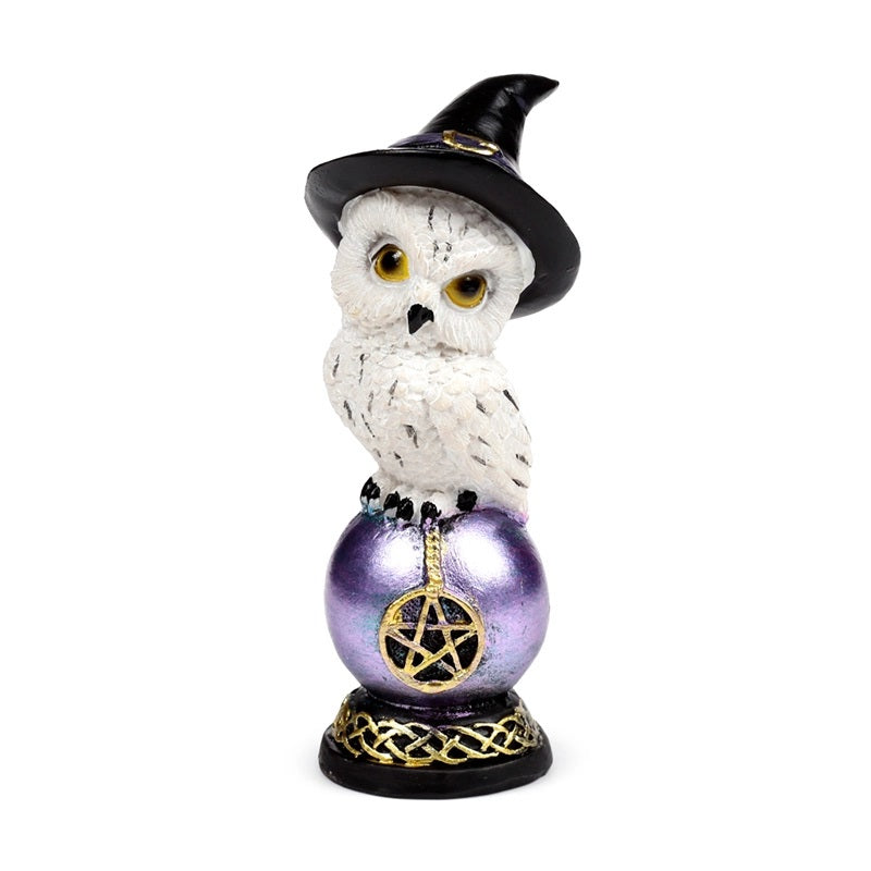 Wise Old Magical Owl On Iridescent Orb, Figurine