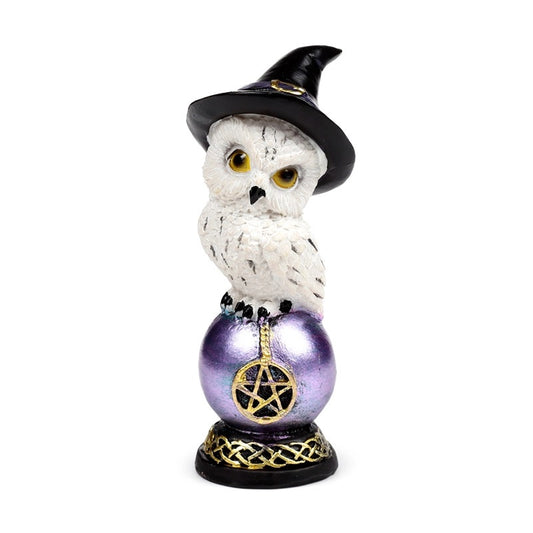 Wise Old Magical Owl On Iridescent Orb, Figurine