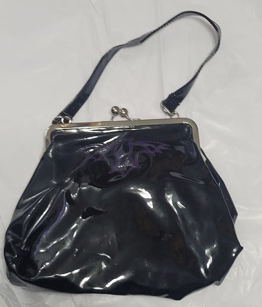 Demonia - Black Vinyl Purple Bat Outline, Handbag