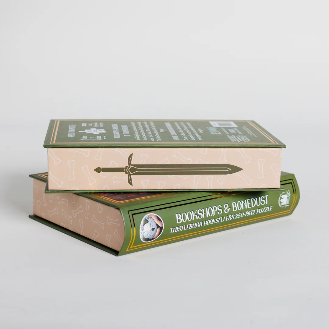 Thistleburr Booksellers Keepsake Puzzle | Bookshops & Bonedust art by Chantal Van Rensburg, 250 Piece Puzzle