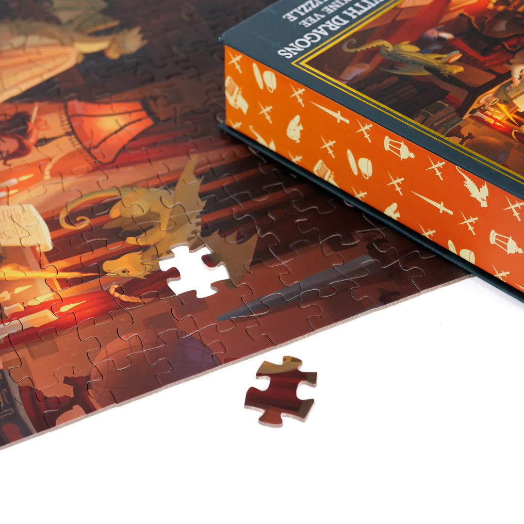 Drafting With Dragons Keepsake Puzzle by Maxine Vee, 250 Piece Puzzle