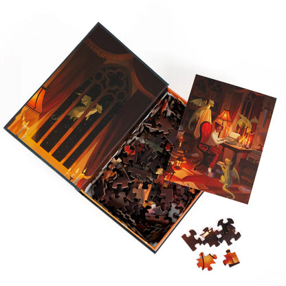 Drafting With Dragons Keepsake Puzzle by Maxine Vee, 250 Piece Puzzle