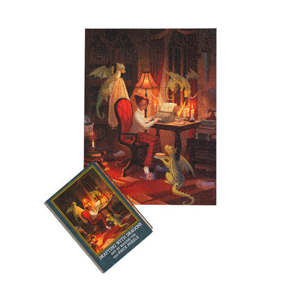 Drafting With Dragons Keepsake Puzzle by Maxine Vee, 250 Piece Puzzle