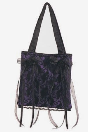Demonia - Gothic Purple with Black Lace and Satin Bag Purse