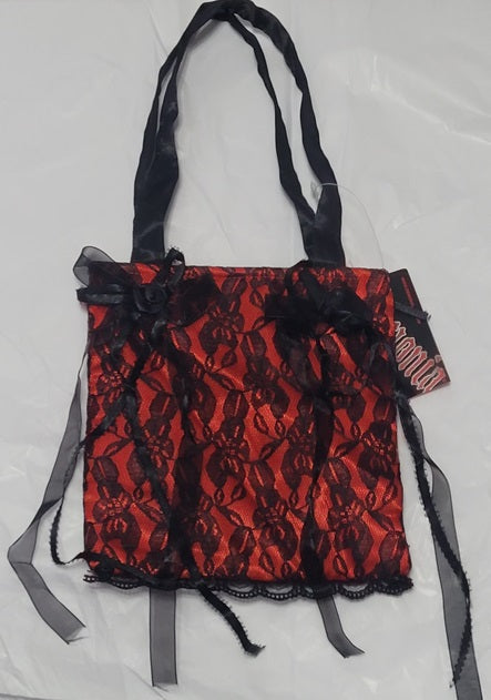 Demonia - Gothic Red with Black Lace and Satin Bag Purse