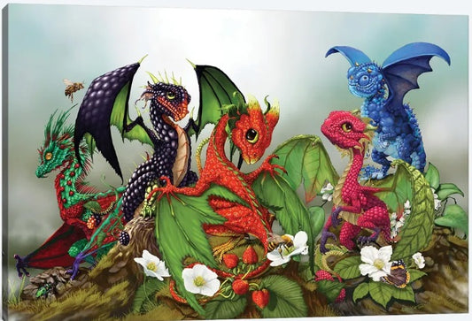 Mixed Berries Dragons af Stanley Morrison, lærredstryk