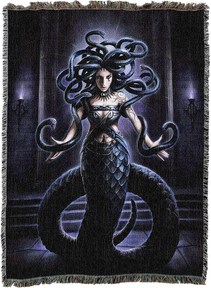 Serpents Spell by Anne Stokes, Tapestry Throw Woven from Cotton