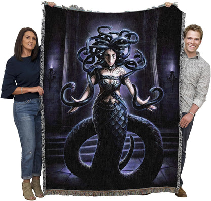 Serpents Spell by Anne Stokes, Tapestry Throw Woven from Cotton