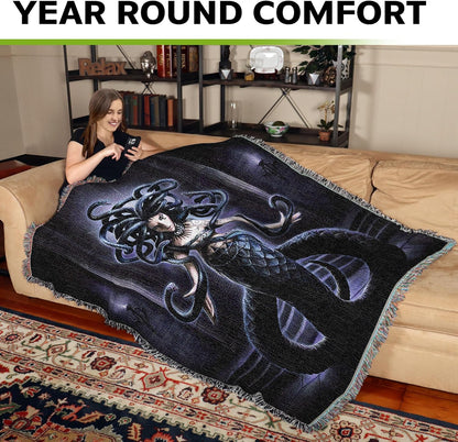 Serpents Spell by Anne Stokes, Tapestry Throw Woven from Cotton