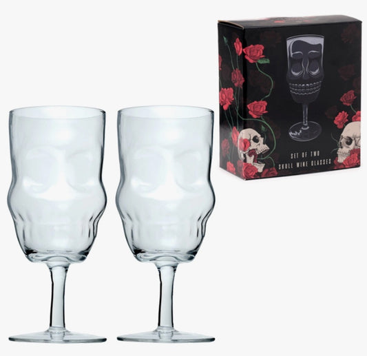 Set van 2 glazen wijnglazen in de vorm van een doodskop
