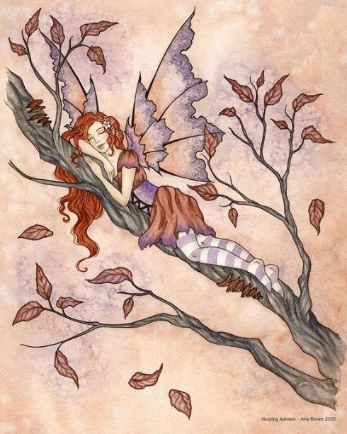 Sleeping Autumn af Amy Brown, Print