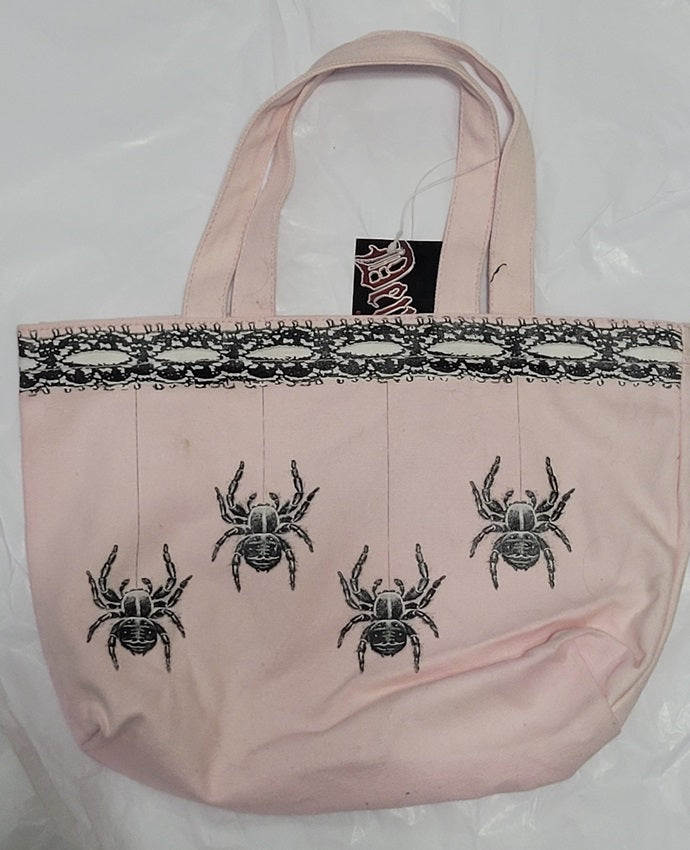 Demonia - Pink Cotton with Spiders, Handbag