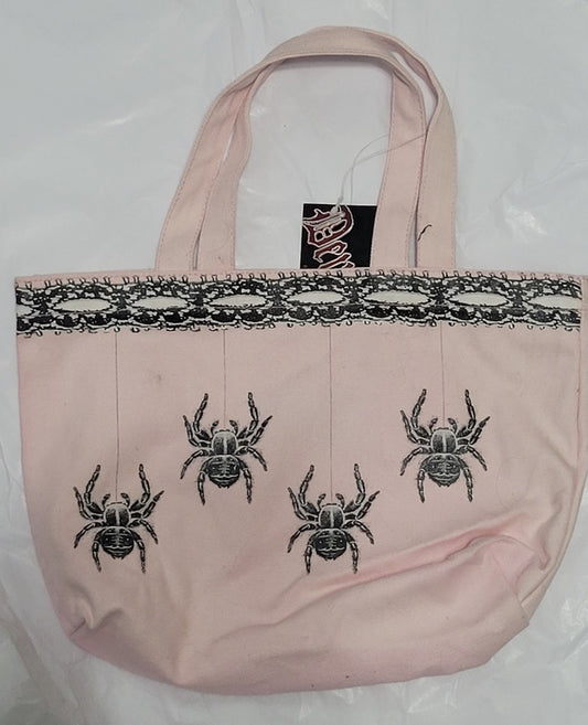 Demonia - Pink Cotton with Spiders, Handbag