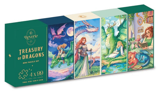 Treasury Of Dragons by Maria Chetkareva, 4 x 99 Piece Mini Puzzle Set
