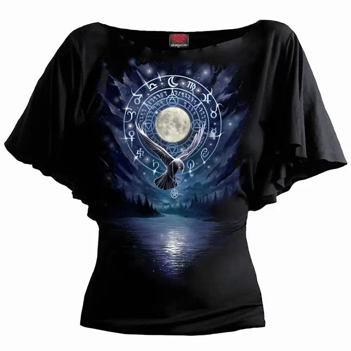 Witchcraft - Boat Neck Bat Sleeve Top Black