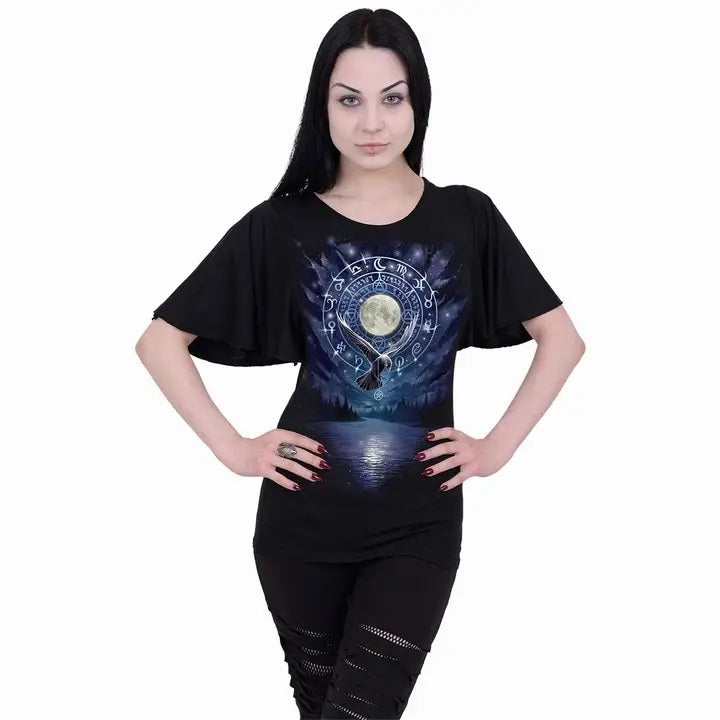 Witchcraft - Boat Neck Bat Sleeve Top Black