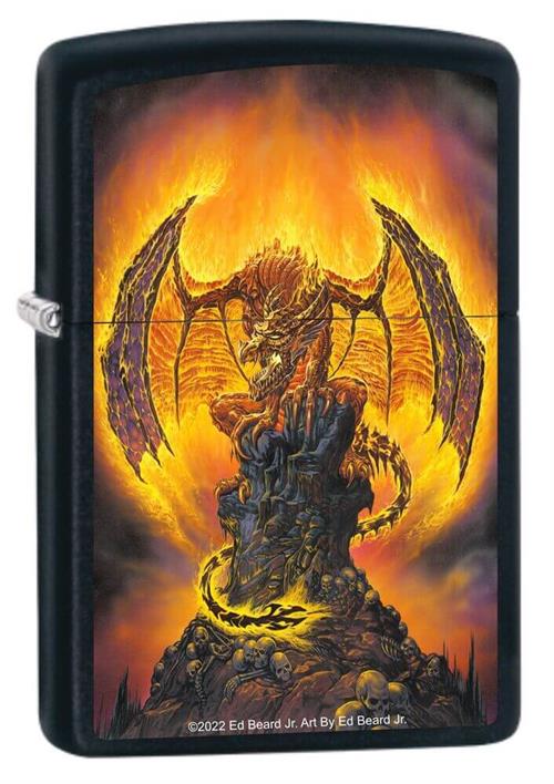 Harbinger of Fire by Ed Beard Jr, Black Matte Zippo Lighter