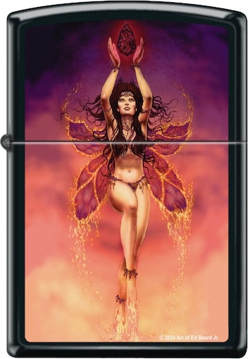 Fire Fairy by Ed Beard Jr, Black Matte Zippo