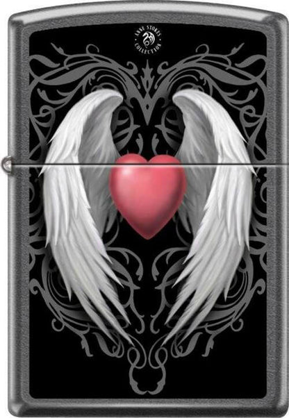 Anne Stokes Winged Heart Grey Dusk Zippo