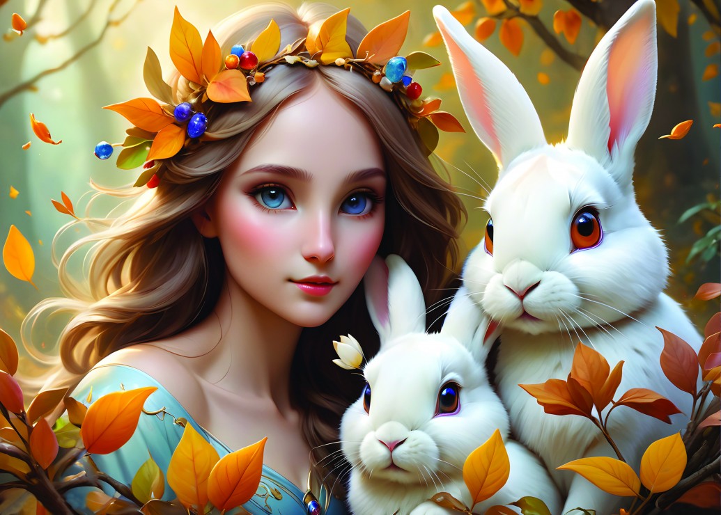 Lady and Bunnies from 123RF, 500 Piece Puzzle