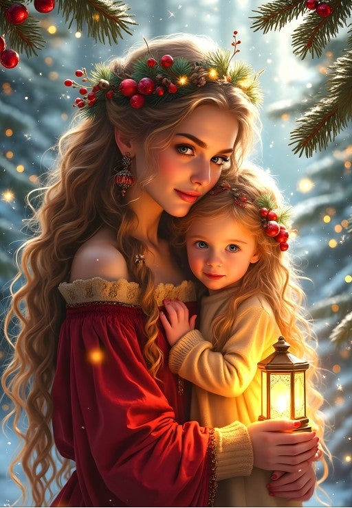 Tendresse de Noël - Mother and Daughter Collection from 123RF, 1000 Piece Puzzle