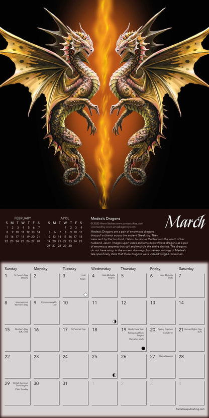 Anne Stokes: Dragon Legends of the World Mini Wall calendar 2026 (Art Calendar)