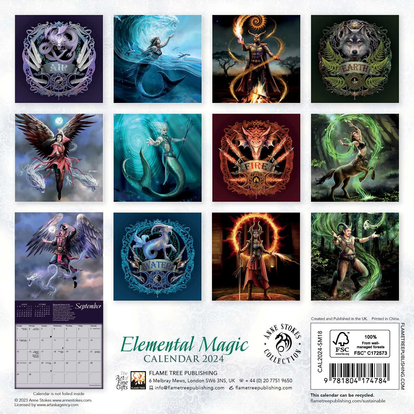 Anne Stokes: Elemental Magic Mini Wall calendar 2024 (Art Calendar)