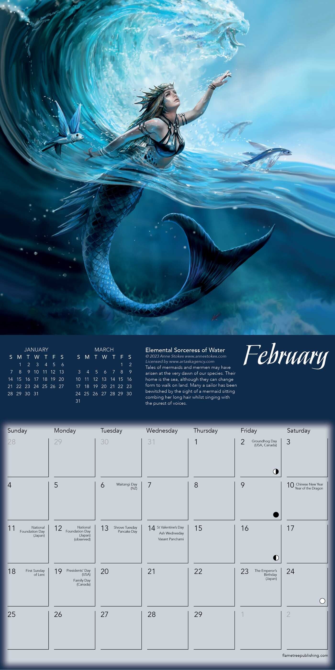 Anne Stokes: Elemental Magic Mini Wall calendar 2024 (Art Calendar)