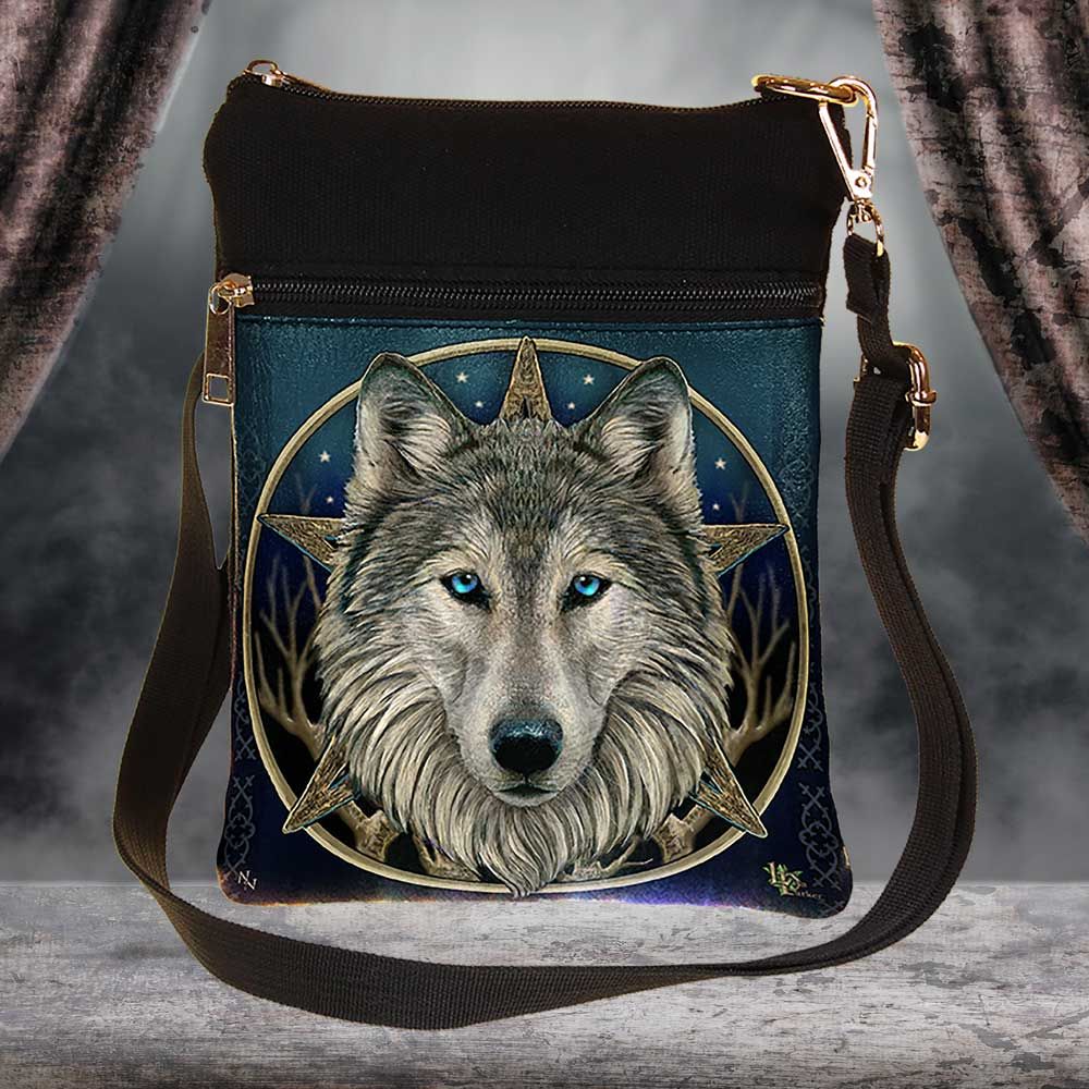 The Wild One Fantasy Wolf Shoulder Bag by Lisa Parker