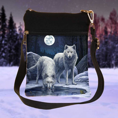 Small Warriors Of Winter Wolf Shoulder Bag by Lisa Parker