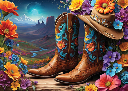 Cowgirl and Boots - Far West Collection from 123RF, 2 x 500 Piece Puzzles