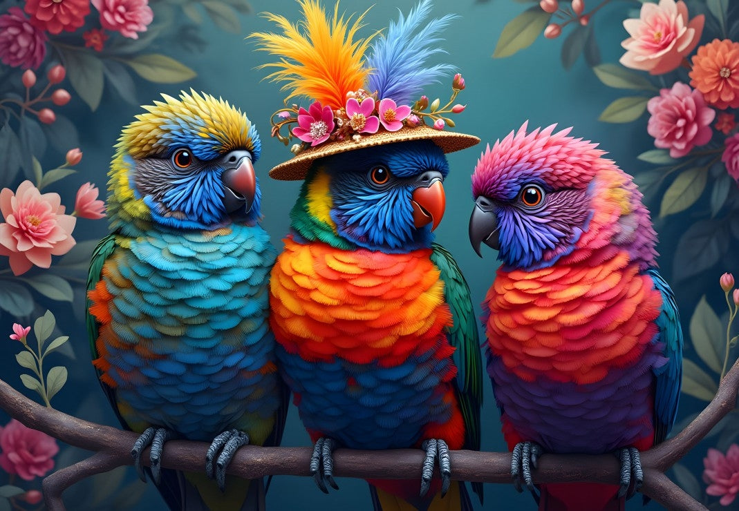Rainbow Parrots from 123RF, 1000 Piece Puzzle