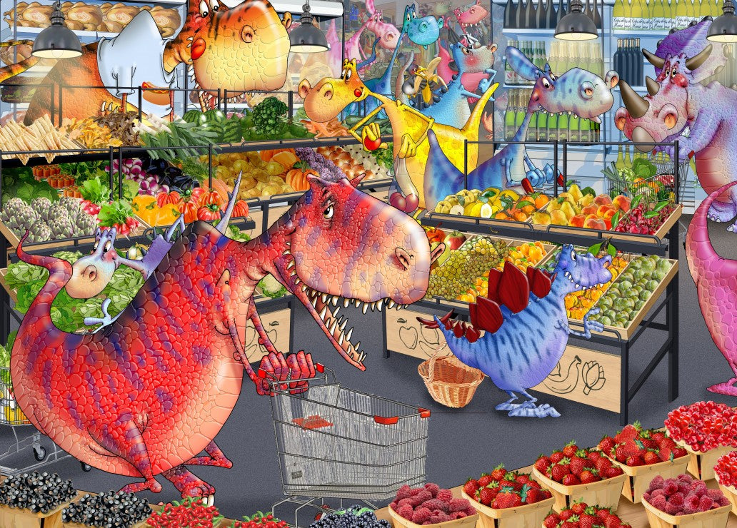 Shopping with Dinosaurs by Francois Ruyer, 1500 Piece Puzzle