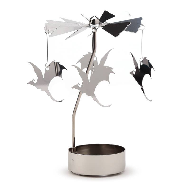 Flying Dragons Rotating Carousel Spinning Candle Holder, Based on Natasha Faulkner art