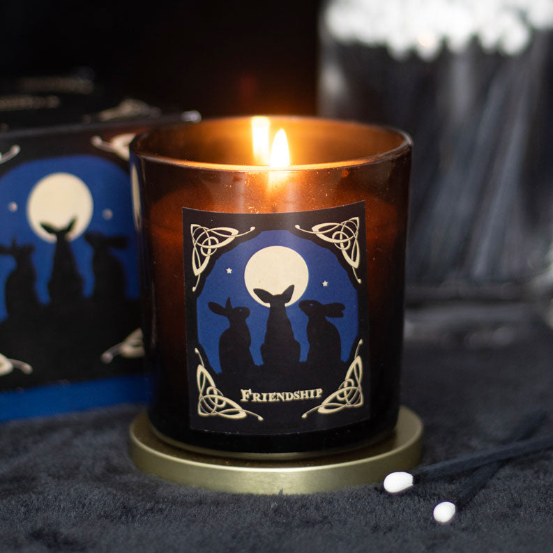 Moon Gazing Hares, Friendship Candle By Lisa Parker