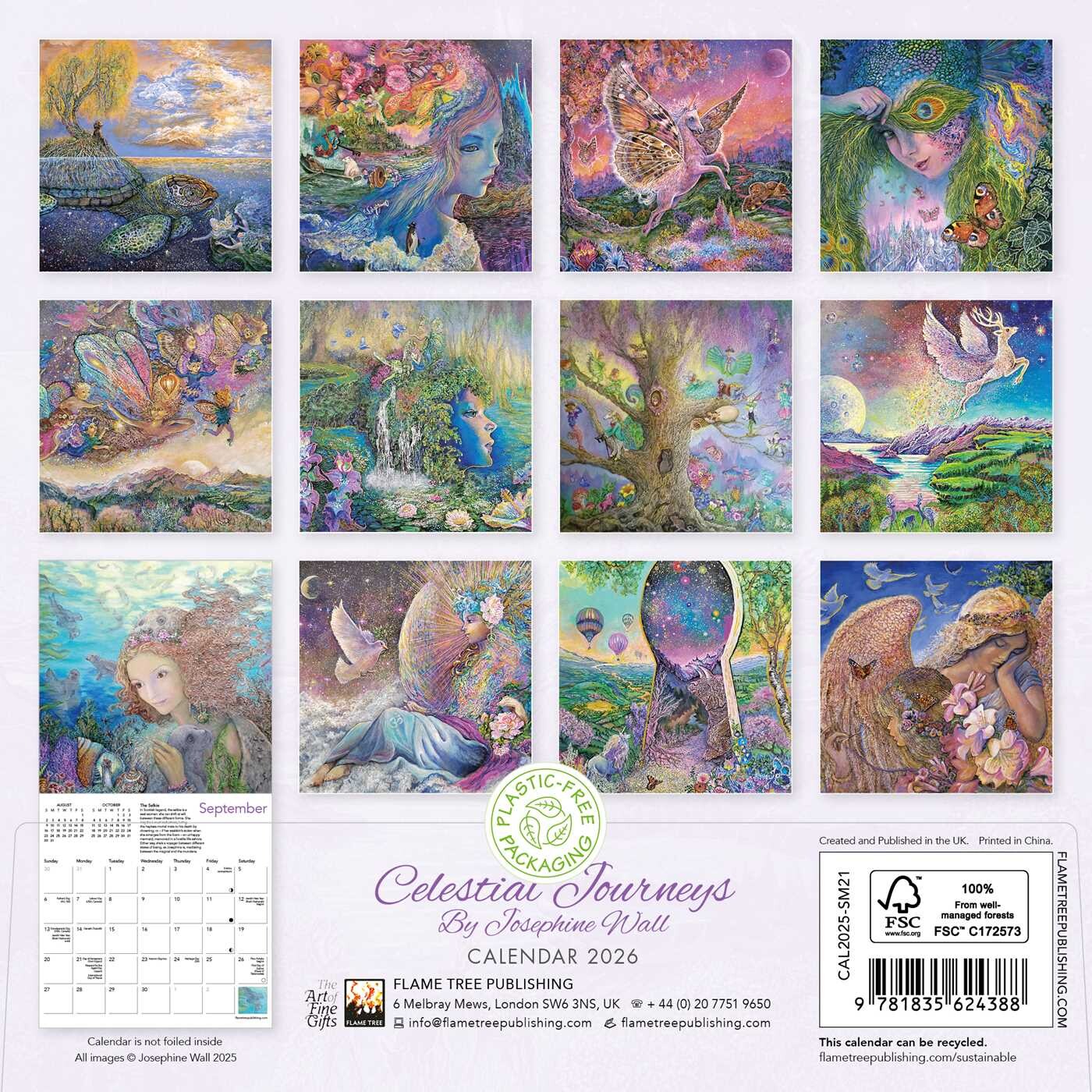 Celestial Journeys by Josephine Wall Mini Wall Calendar 2026 (Art Calendar)