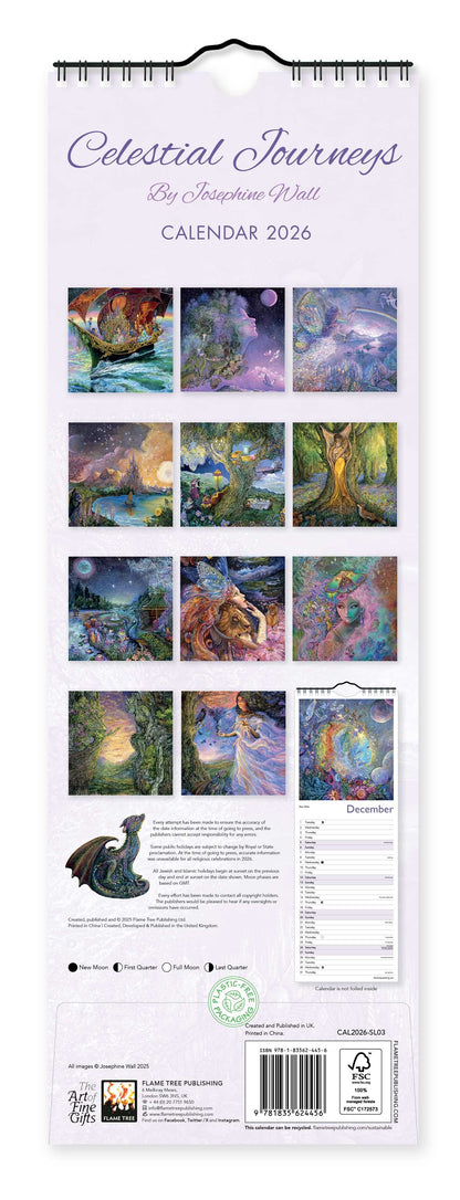 Celestial Journeys by Josephine Wall Slim Calendar 2026 (Art Calendar)