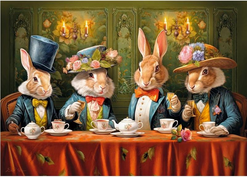 Fancy Bunny Party, 500 Piece Puzzle