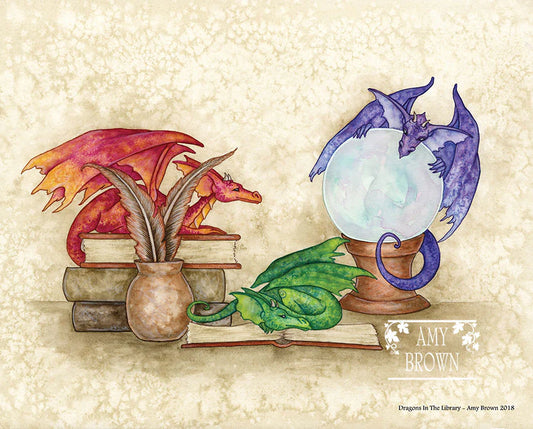 Dragons in the Library af Amy Brown, Print