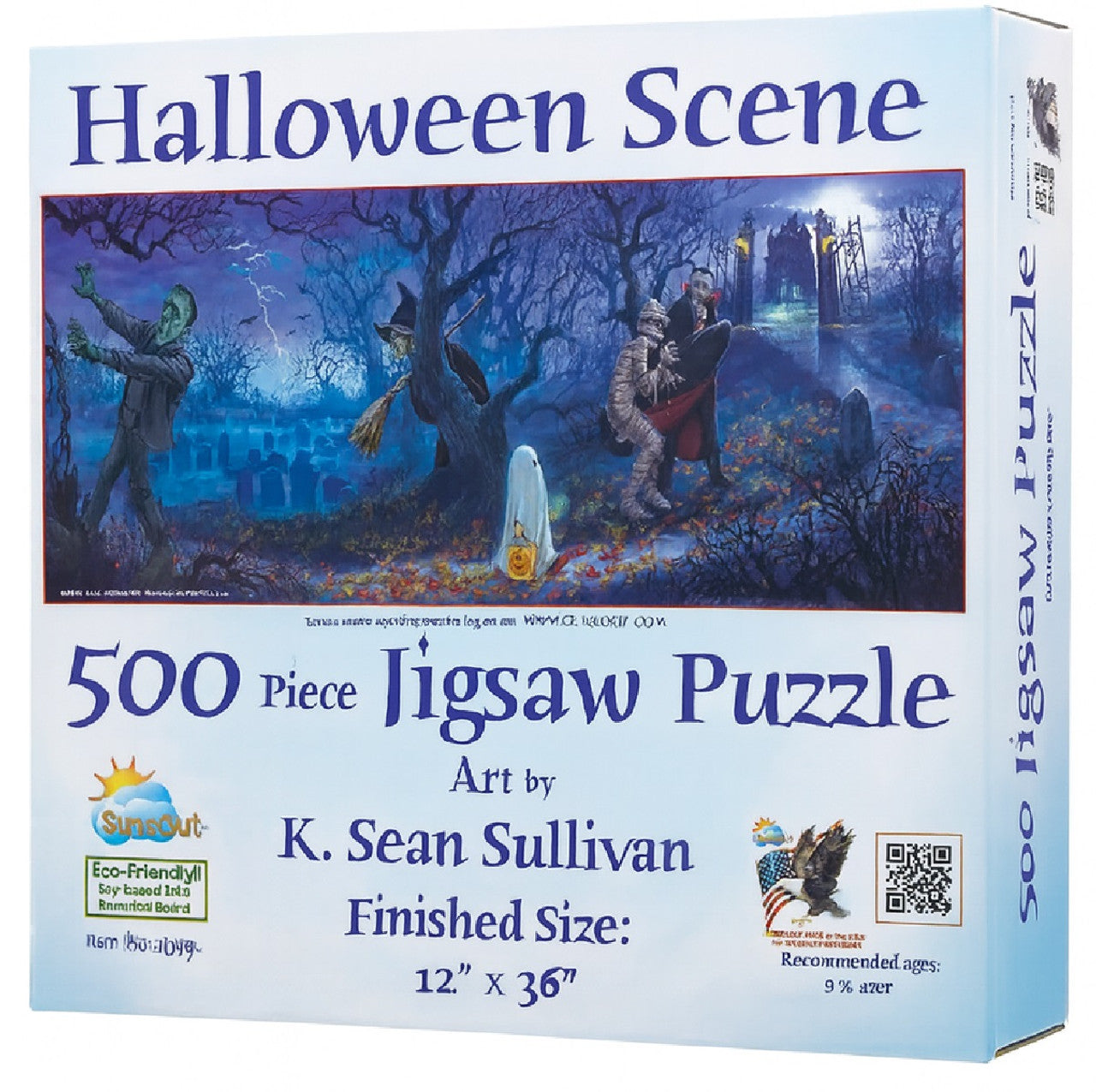 Halloween Scene by K. Sean Sullivan, 500 Piece Panorama Puzzle