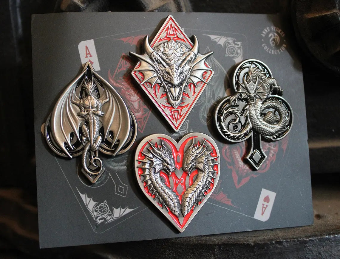 Dragon Aces by Anne Stokes Pin Badge Set