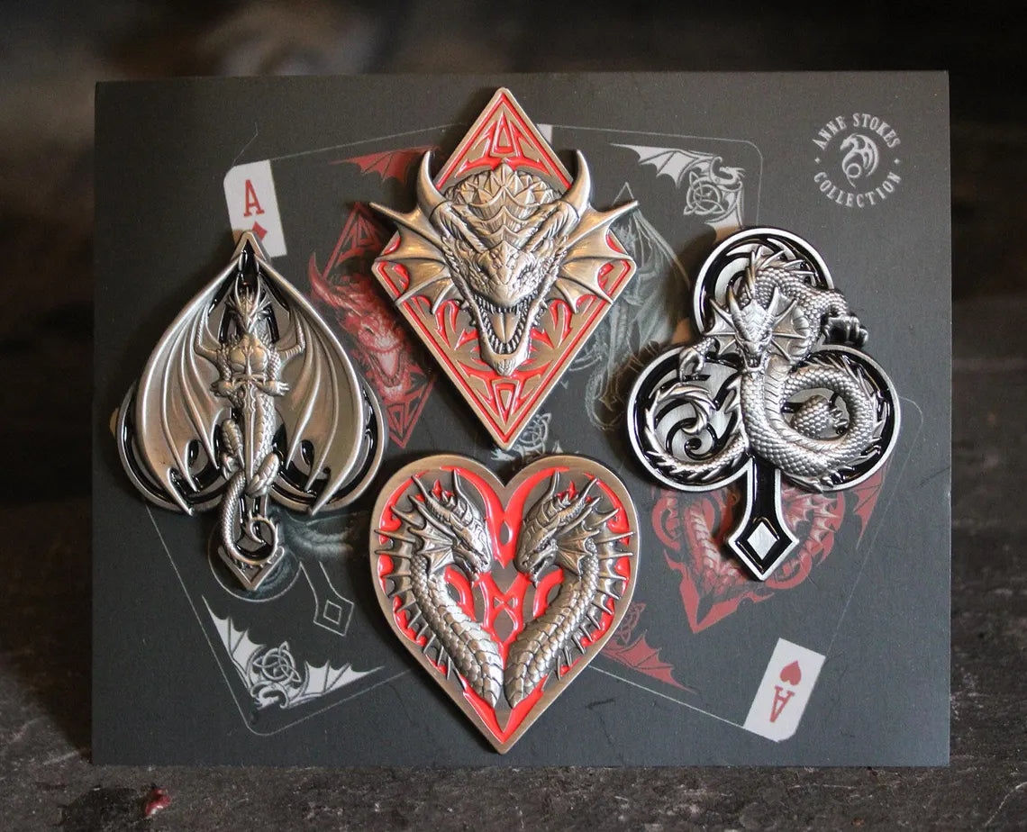 Dragon Aces by Anne Stokes Pin Badge Set